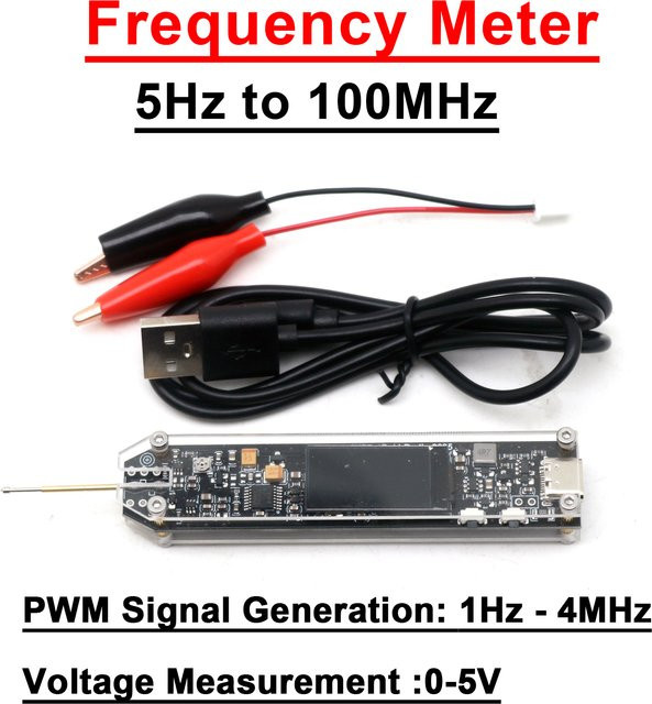 DYKBmetered Frequenzmesser und Frequenzsignalgenerator 5Hz bis 100MHz in Schwarz mit PWM 1Hz bis 4MHz und 0-5V Spannungserkennung - Bild 1