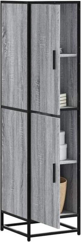 Highboard vidaxl in Grau im Industrial Design aus Holzwerkstoff und Metall, B/T/H: 35,5 x 35 x 139 cm - Bild 1