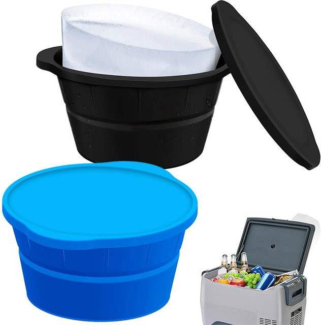 PGY Runde Eisblockform aus Silikon in Blau, extra große faltbare Eiswürfelform für Kalttauchbecken und Eisbäder, 3,63 kg - Bild 1