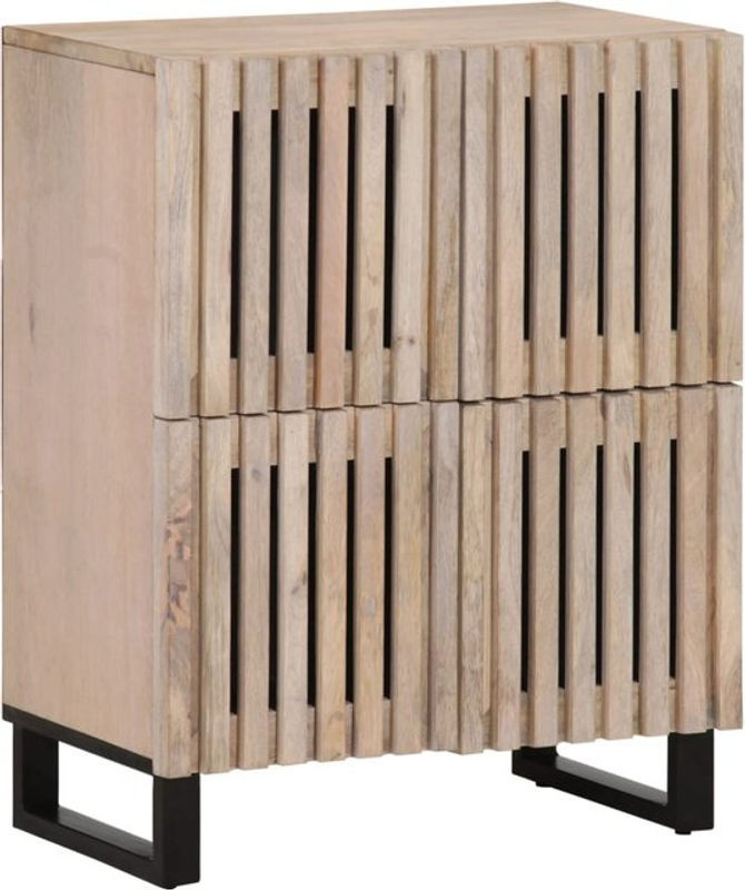 Vidaxl Sideboard aus Massivholz Mango und Stahl im Industrial Design, Braun/Natur, B/T/H: 60 x 34 x 75 cm - Bild 1