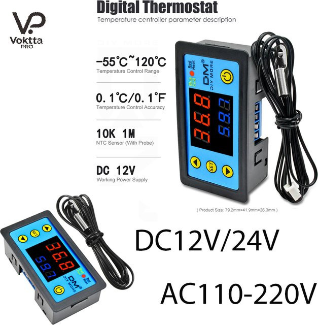 Digitaler Thermostat Temperaturregler W3231 von Voktta für Inkubatoren und Temperaturmessungen, 12V 24V 110V 220V - Bild 1