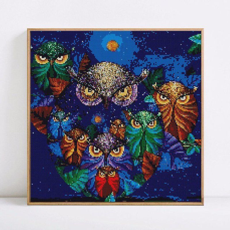 FIYO Diamond Painting Set Eule Mosaik Kunstwerk mit Tierprint in Mehrfarbig, B/B: 30 x 30 cm - Bild 1