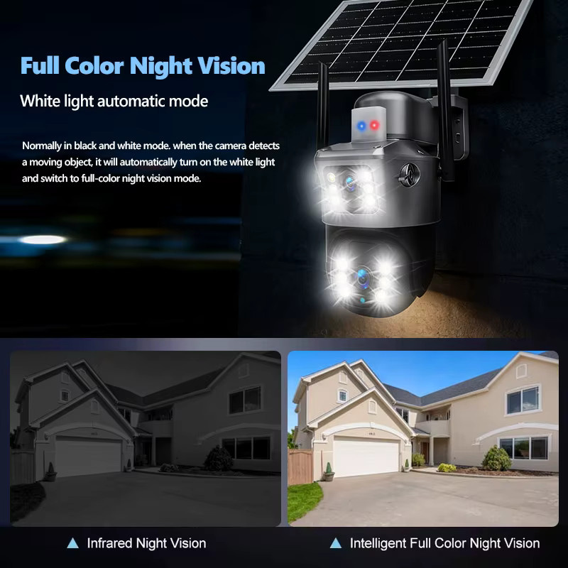 FUNOVATION Solarbetriebene 4K 6MP IP PTZ Sicherheitskamera mit Dual-Linsen, Wasserdicht und 2.4G WLAN, Farbe: Weiß - Bild 2