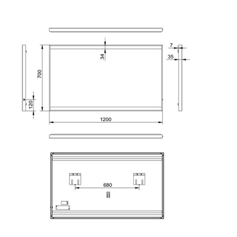 TALOS LED-Badspiegel in Mattschwarz mit Aluminiumrahmen, B/H: 120 x 70 cm - Bild 3