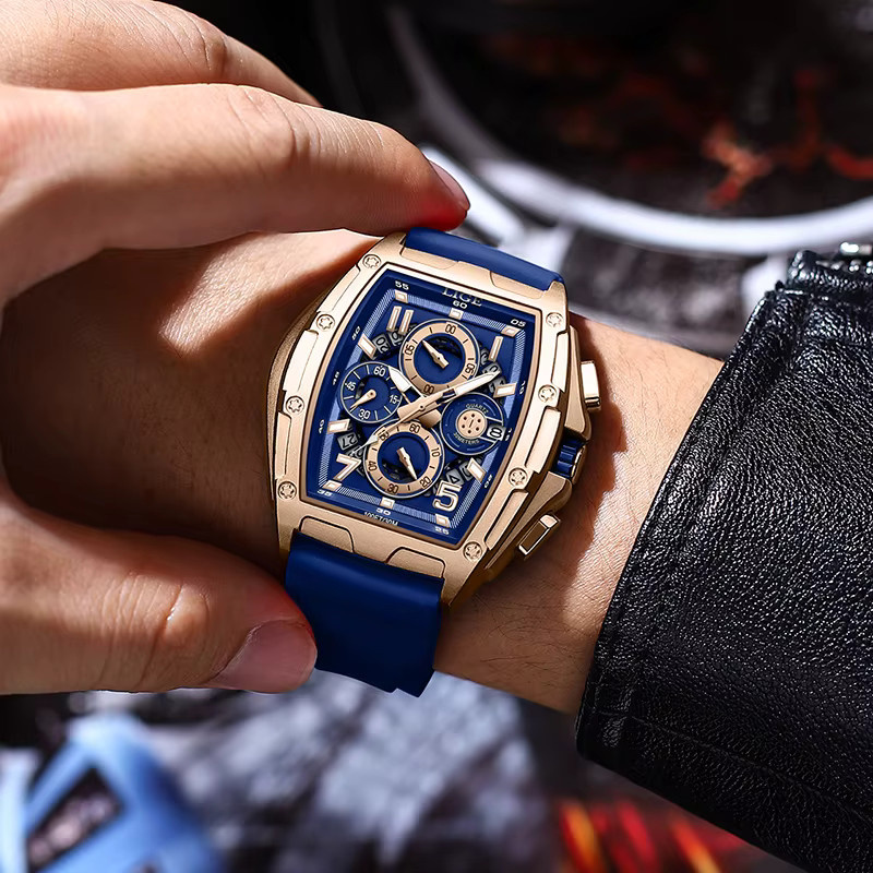 LIGE Chronograph, Silikon, Blau, Herren - Bild 4