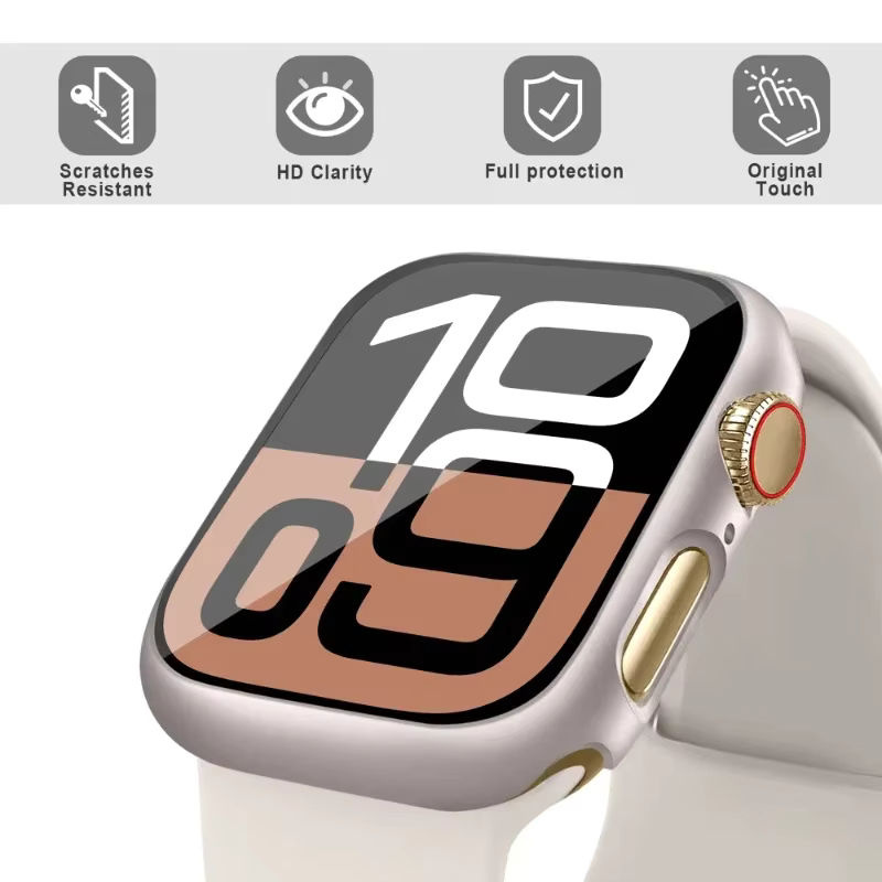 Displayschutz Glas mit Abdeckung für Apple Watch Serie 10 9 8 7 6 5 3 SE und iWatch – Zubehör für 46 mm, 45 mm, 44 mm, 42 mm, 41 mm und 40 mm - Bild 4