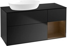 V&B Waschtischunterschrank Finion in Walnuss mit blau lackierter Oberfläche, Breite: 120 cm, Tiefe: 50,1 cm, Höhe: 50,1 cm - Bild 1
