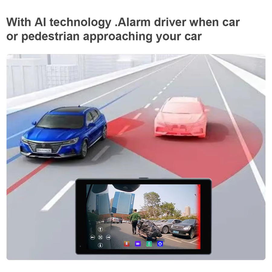 Carsanbo 5-Zoll-Touchscreen-Monitor für das Auto mit BSD-Warnung, Totwinkel-Kamera und Fahrrekorder in Schwarz - Bild 2