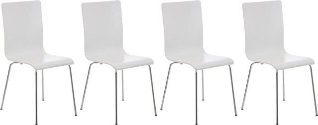 TPFLiving 4er Set Besucherstuhl Peppo mit Holzsitz in Weiß und Eiche/Walnut, modern gestaltet - Bild 1