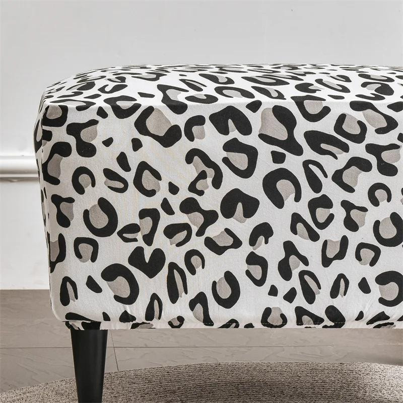 Rechteckiger Hockerbezug mit Leopardenmuster aus Spandex, waschbarer Ottomanenbezug für Fußhocker und Sofa-Fußstütze, Mehrfarbig - Bild 3