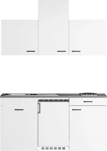 OPTIFIT Miniküche Bonn214 in Weiß mit Elektrogeräten, moderne Küchenzeile aus melaminbeschichteter Qualitätsspanplatte, B/T/H: 170 x 60 x 210 cm - Bild 1