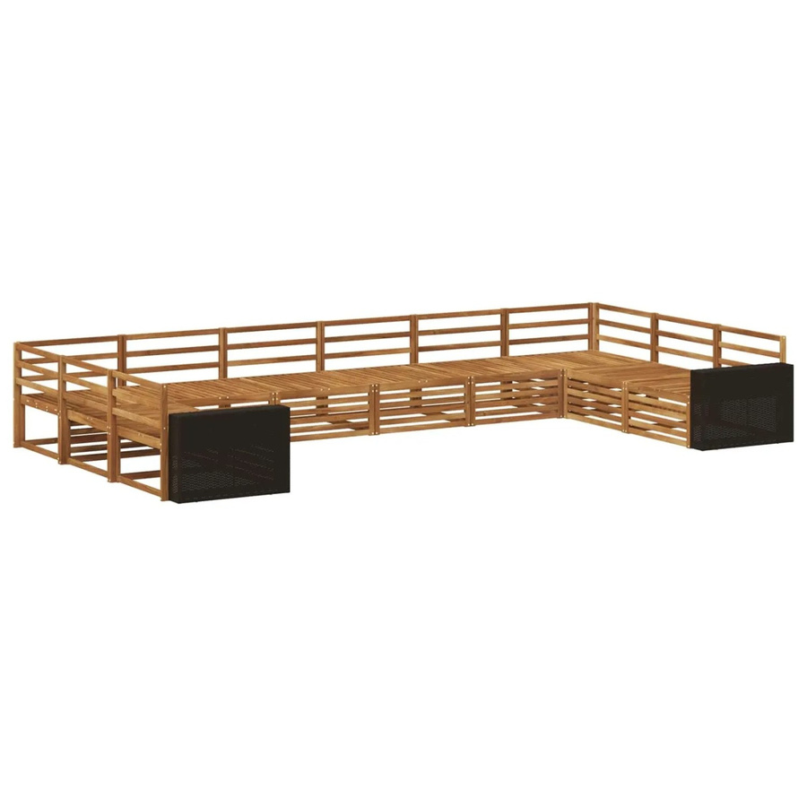 vidaXL Sofagarnitur aus Massivholz Akazie in Braun mit Latten-Design und Armlehnen, 10er Set - Bild 2