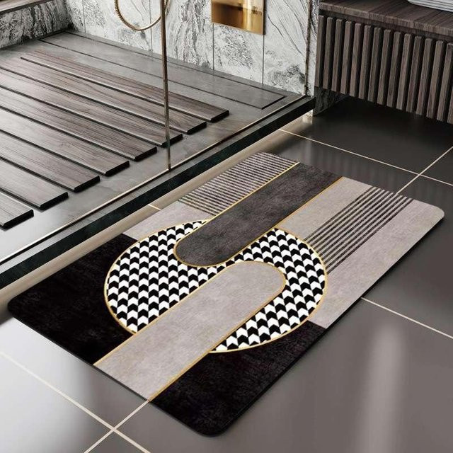 Saugfähige Kieselgur Fußmatte von Household supplies MH, rutschfeste und schnell trocknende Badematte in Schwarz, B/T: 60 x 40 cm - Bild 1