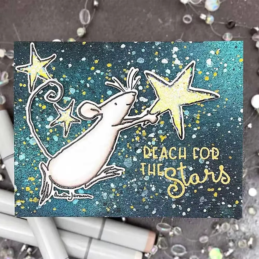 Niedliche Maus-Serie Stempel und Stanzformen für DIY Scrapbooking und Basteln, Lebkuchenhaus-Motiv, Mehrfarbig - Bild 3