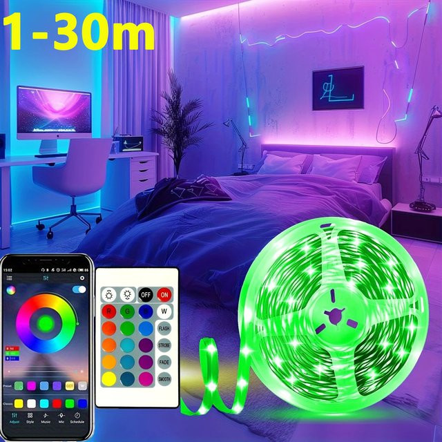 Saimili Bluetooth RGB LED-Streifen für TV-Hintergrundbeleuchtung, USB 5V, Multicolour, mit App- und Fernbedienung, flexibel und zuschneidbar - Bild 1