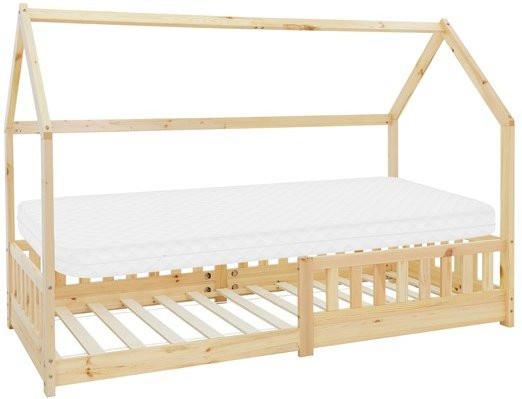 ML-Design Kinderbett Hausbett aus Kiefernholz mit Matratze und Rausfallschutz, Skandinavischer Stil, B/T/H: 90 x 200 x 142 cm - Bild 1