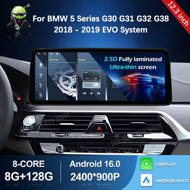 CUCU-NAVI EVO System Android 16 Multimedia Autoradio für BMW 5er Serie G30 G31 G32 G38 (2018 - 2019) mit Bluetooth, WiFi, 4G, Carplay und DSP in Schwarz - Bild 1
