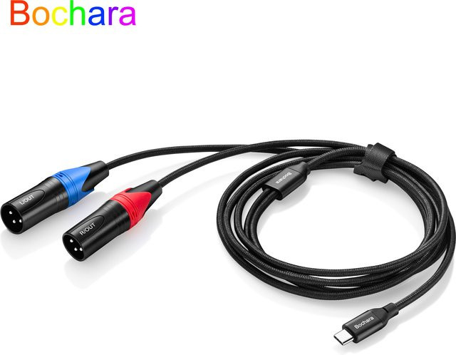 Bochara USB-C zu Dual XLR Audio-Kabel in Schwarz mit OFC-Leitern und IC-Chipsatz für Lautsprecher - Bild 1