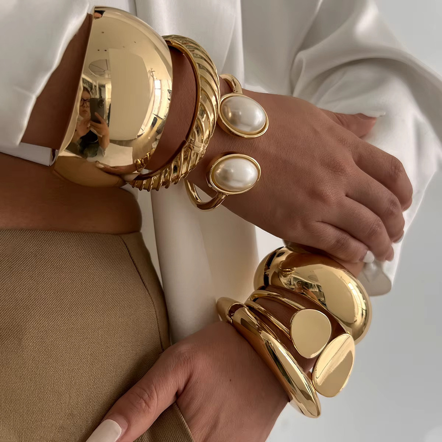 SHIXIN Armreifen Metall, Gold, Vintage, Damen - Bild 2