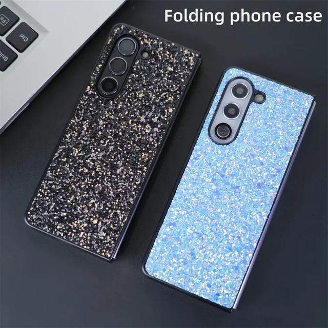 Samsung Glitzer-Hülle für Galaxy Z Fold 7 6 5 4 3 in Weiß mit Bling-Pailletten-Design und stoßfestem Schutz - Bild 1