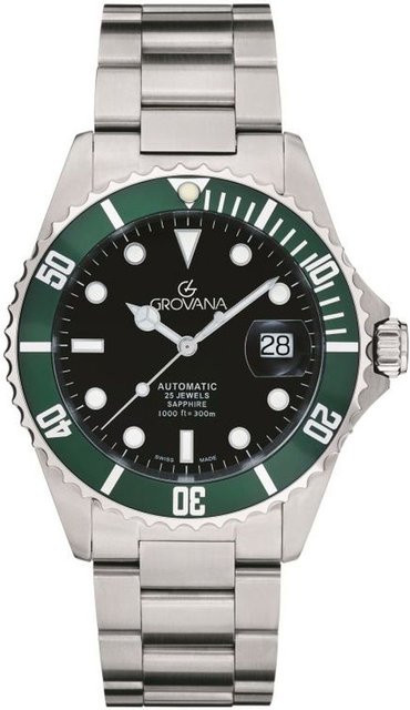 Grovana Taucheruhr, Automatik, Edelstahl, Schwarz, 42 mm, Herren - Bild 1