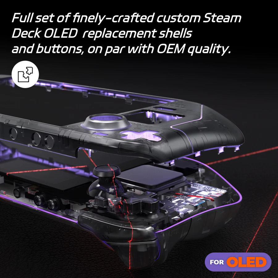 eXtremeRate Ersatz-Gehäuseschale mit Tasten für Steam Deck OLED, transparentes DIY-Frontplatten-Rückplatten-Trackpad-Gehäuse - Bild 2