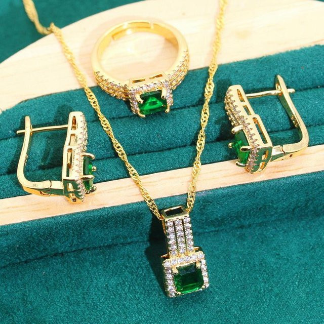 YIRAN Schmuckset, Kupfer, Gold, Zirkonia, Unisex - Bild 1