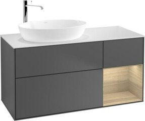 V&B Waschtischunterschrank Finion in Weiß und Eiche mit Anthrazit, Breite: 120 cm, Tiefe: 50,1 cm, Höhe: 50,1 cm - Bild 1