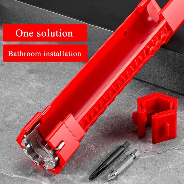 NIUXIANG 12-in-1 Multifunktions-Küchenarmatur-Schlüssel in Rot für die Reparatur von Abflusswannen-Muttern und Sanitärinstallationen in engen Räumen - Bild 1