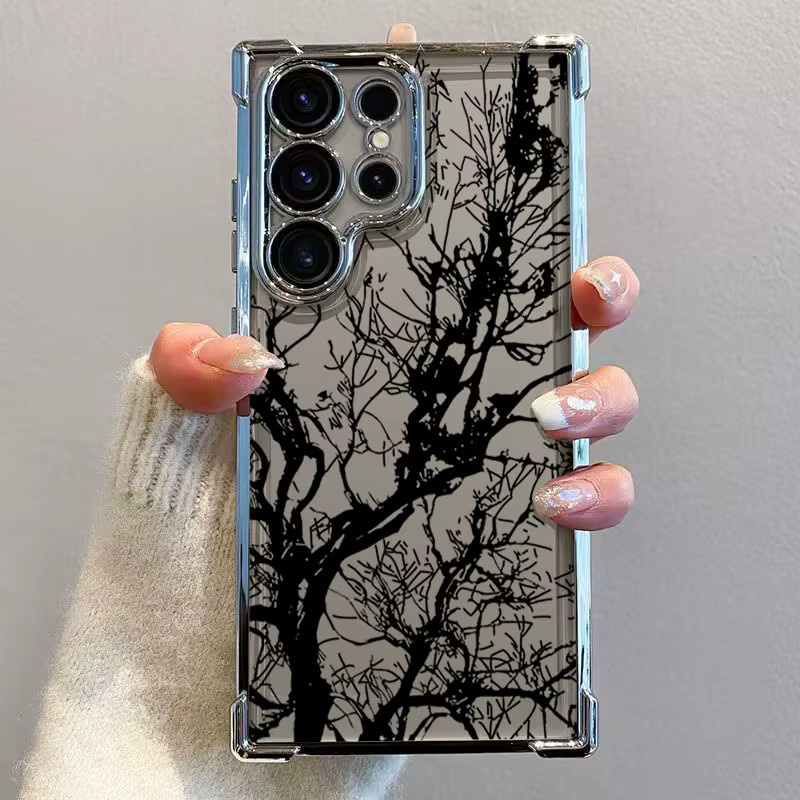 Handyhülle mit Skizze eines Toten Baumes für Samsung Galaxy S26 S25 S24 S23 S22 S21 S20 Ultra FE A56 A55 A54 A53 A35 5G in Transparent/Lila - Bild 2