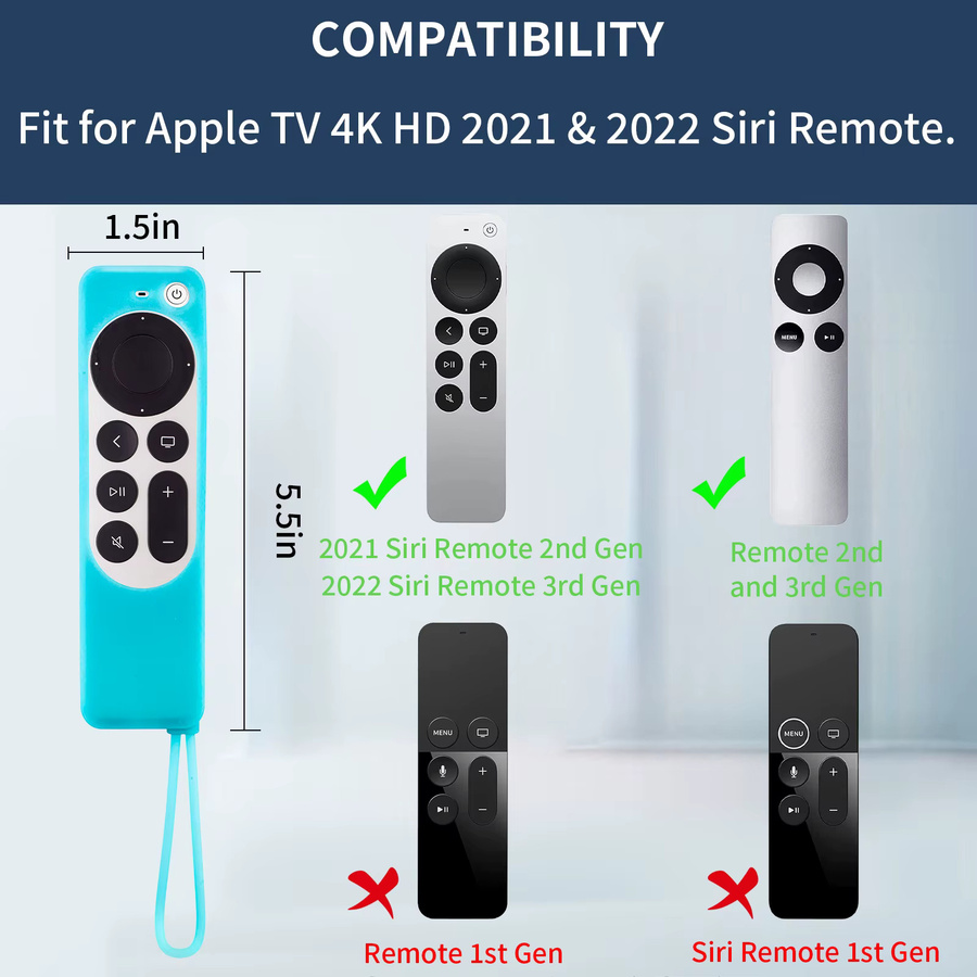 Universal Silikon Schutzhülle für Apple TV 4K Siri Fernbedienung in Schwarz, Anti-Rutsch und Stoßfestes Soft Cover - Bild 5