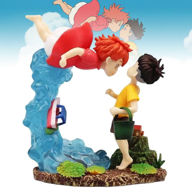 Bandai Anime-Figur Ponyo trifft Sosuke aus Ponyo auf der Klippe, Sammlerornament, Höhe: 15 cm - Bild 1