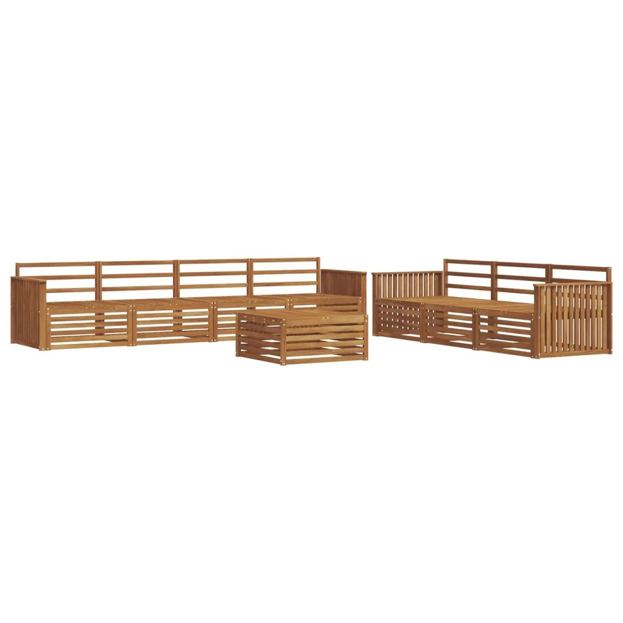 vidaXL Outdoor-Sofagarnitur 8-teilig aus Akazienholz in Natur mit braunen Polstern - Bild 2