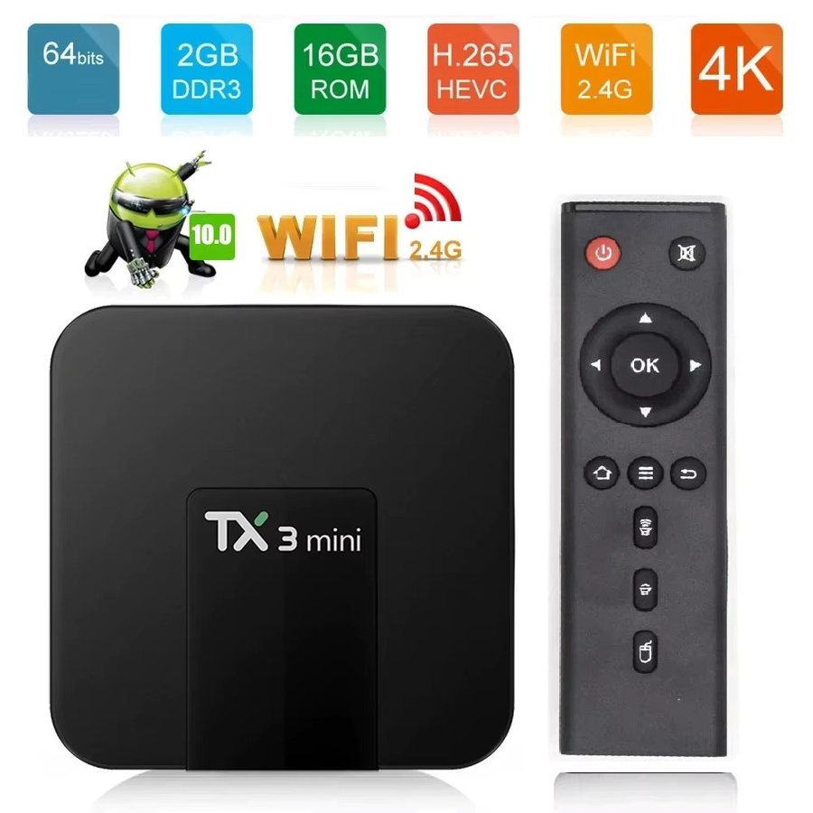 Yggcoo 2025 TX3 Mini 4K Smart TV Box Android 10, Amlogic 3228A, 2GB RAM, 16GB Speicher, 4K UHD, H.265, 2,4G WLAN, Media Player in Schwarz - Bild 7