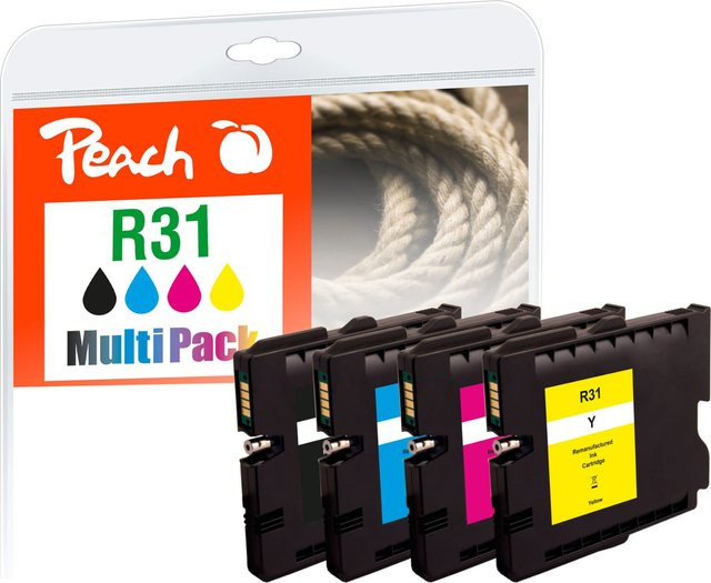 Peach R31 Druckerpatronen Set für Ricoh Aficio GX e 2600 und GX e 3300, 4er Pack (Schwarz, Cyan, Magenta, Gelb), wiederaufbereitet - Bild 1