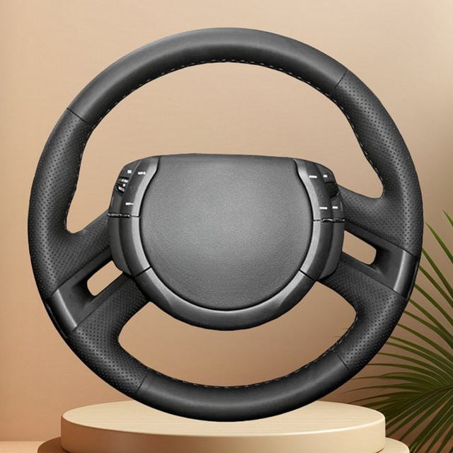 WUNHKF Lenkradbezug aus perforiertem Mikrofaser-Leder für Citroen C4 Picasso 2007–2013, Schwarz - Bild 1