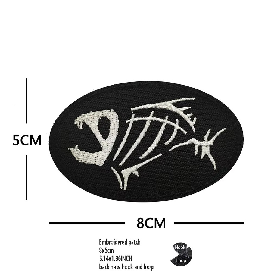 ZTY Bestickte Aufnäher Set mit Motiven wie Messer, Fisch, Katze und Rucksack mit Klettverschluss und Hakenschlaufen für Kleidung - Bild 2