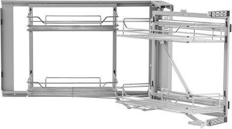 VEVOR Eckschrank-Organizer für die Küche, ausziehbarer Blind Corner Pull Out mit 2 Ebenen und 4 Ablagen, verchromter Karbonstahl in Silber - Bild 1