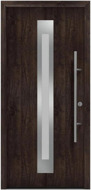 EcoStar Haustür Isopro Secur IPS 770S Eiche Dunkel mit Glaseinsatz, B: 110 cm, H: 210 cm, DIN Rechts, RC2 - Bild 1