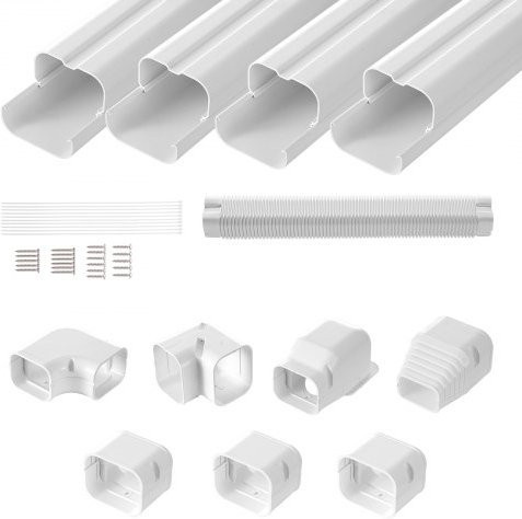 VEVOR Mini Split Line Set Cover aus PVC für Klimaanlagen und Wärmepumpen, Weiß, Breite: 7,62 cm, Länge: 483 cm - Bild 1