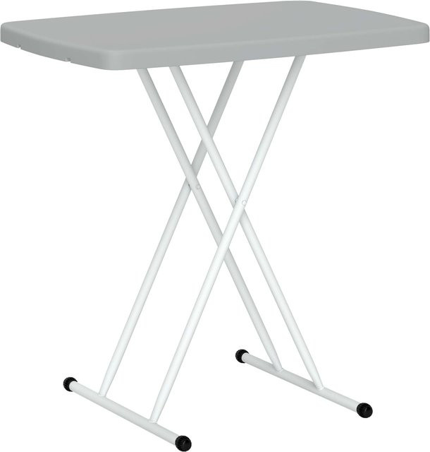 Outsunny Klappbarer Gartentisch mit höhenverstellbarer Funktion in Dunkelgrau, Beistelltisch für Balkon und Terrasse mit HDPE-Platte und Metallgestell, B: 76 cm, T: 50 cm, H: 74 cm - Bild 1