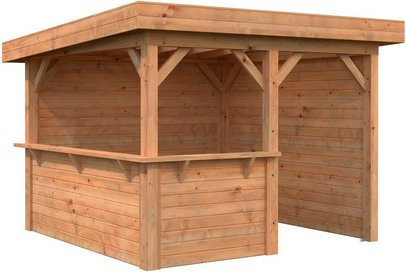 PALMAKO Pavillon Lenna Set 303 aus Fichtenholz mit Flachdach und Eck-Tresen, Braun, B/T/H: 300 x 300 x 245 cm - Bild 1
