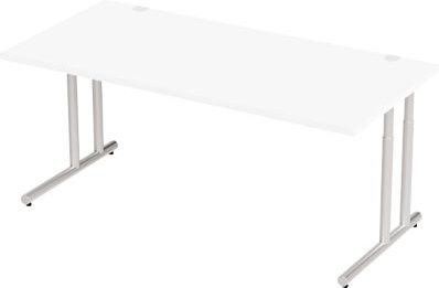 Schäfer Shop Select Schreibtisch COMBITEC mit C-Fuß und Kabeldurchlass, weiß/weißaluminium, B: 180 cm, T: 80 cm, H: 67,7-81,7 cm - Bild 1