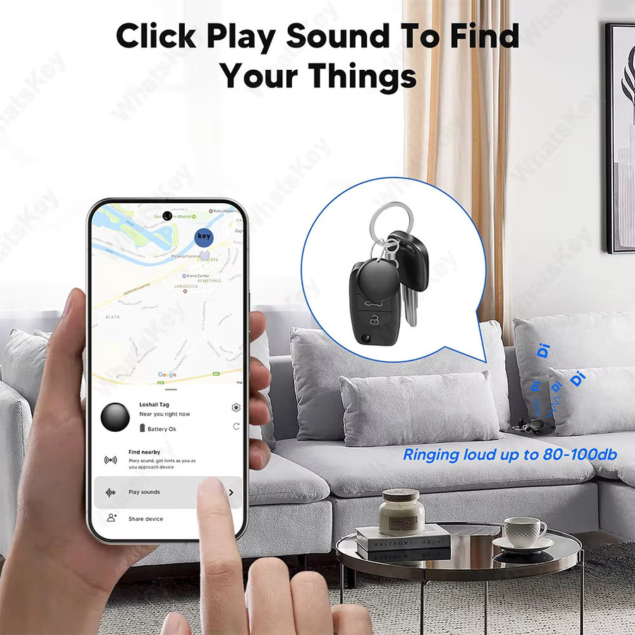 Peocke Mini Smart Tag Tracker GPS-Ortungsgerät für Schlüssel, Fahrrad und Taschen, kompatibel mit iOS und Google, in Schwarz oder Weiß - Bild 3