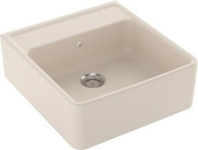 Villeroy & Boch Spülstein-Einzelbecken aus Keramik in Ivory mit Ablaufgarnitur und Handfassung - Bild 1