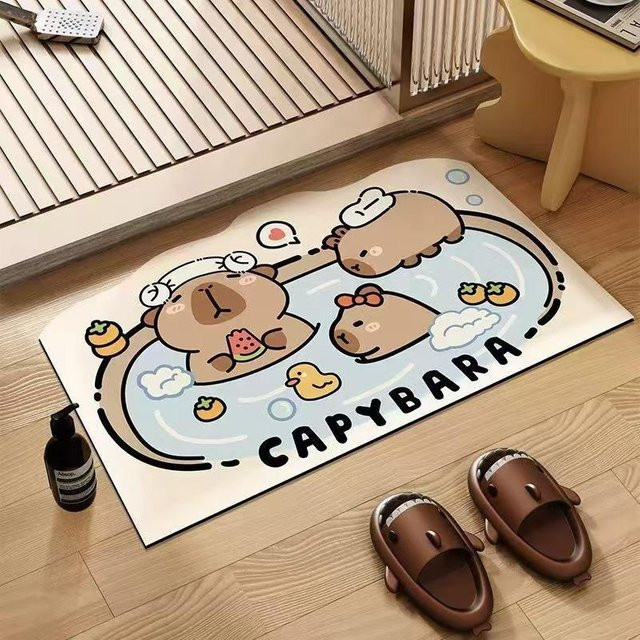 Rutschfeste Cartoon Badezimmer-Fußmatte aus Kieselgur von Yiran Furniture, schnelltrocknend und wasserabsorbierend, B/B: 40 x 60 cm, Mehrfarbig - Bild 1