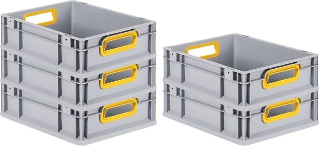 PROREGAL Spar Set 5x Eurobox Nextgen Color Transportboxen mit Griffen, Gelb-Grau, H x B x T: 12 x 30 x 40 cm, 11 Liter - Bild 1