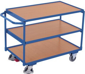 Cordes Tischwagen mit 3 Ladeflächen in Blau und Stahl - Bild 1
