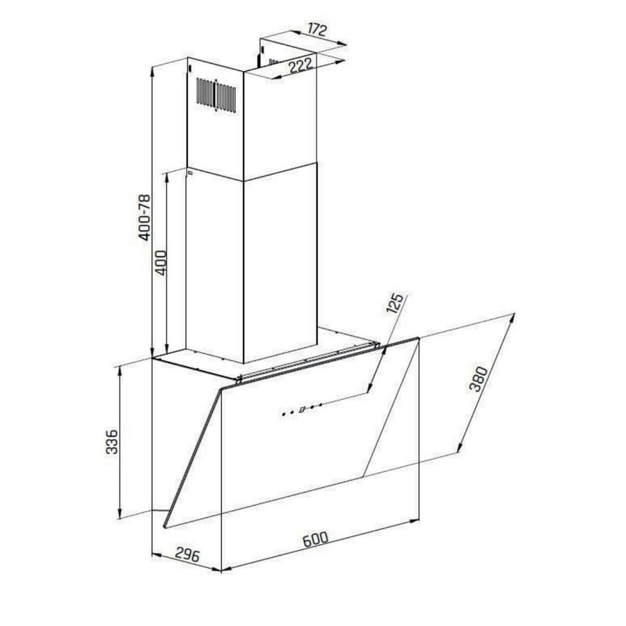 Mican Dunstabzugshaube KHA530TMFSA+ in Schwarz aus Metall, Wandmontage mit Abluft oder Umluft, B/H/T: 60 x 53,6 x 29,6 cm - Bild 3