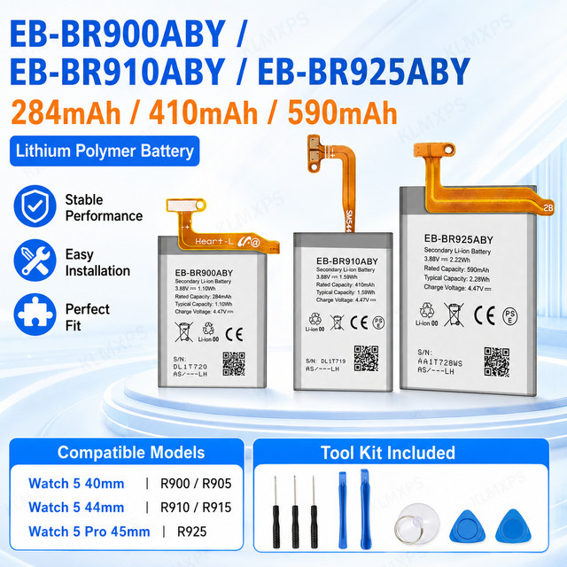 Samsung Ersatzbatterie-Set für Galaxy Watch5 40mm, 44mm, Watch5 Pro 45mm inklusive Reparaturwerkzeugen - Bild 1